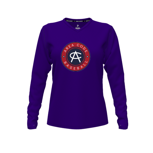 [FTLVCFPP-FYXS-LOGO1] Comfort T-Shirt (Female Youth XS, Purple, V Neck, Logo 1, Long Sleeve)