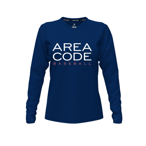 [CUS-DFW-TEES-CMF-VNK-LSL-NVY-FYXS-LOGO2] Comfort T-Shirt (Female Youth XS, Navy, V Neck, Logo 2, Long Sleeve)