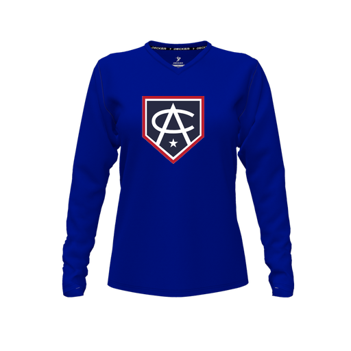 [CUS-DFW-TEES-CMF-VNK-LSL-RYL-FYXS-LOGO3] Comfort T-Shirt (Female Youth XS, Royal, V Neck, Logo 3, Long Sleeve)