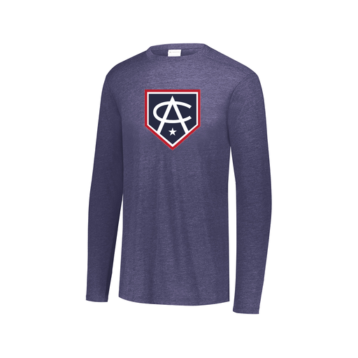 [3075.U22.XS-LOGO3] Decker Men's Tri-Blend T-Shirt - Long Sleeve (Adult XS, Navy, Logo 3)
